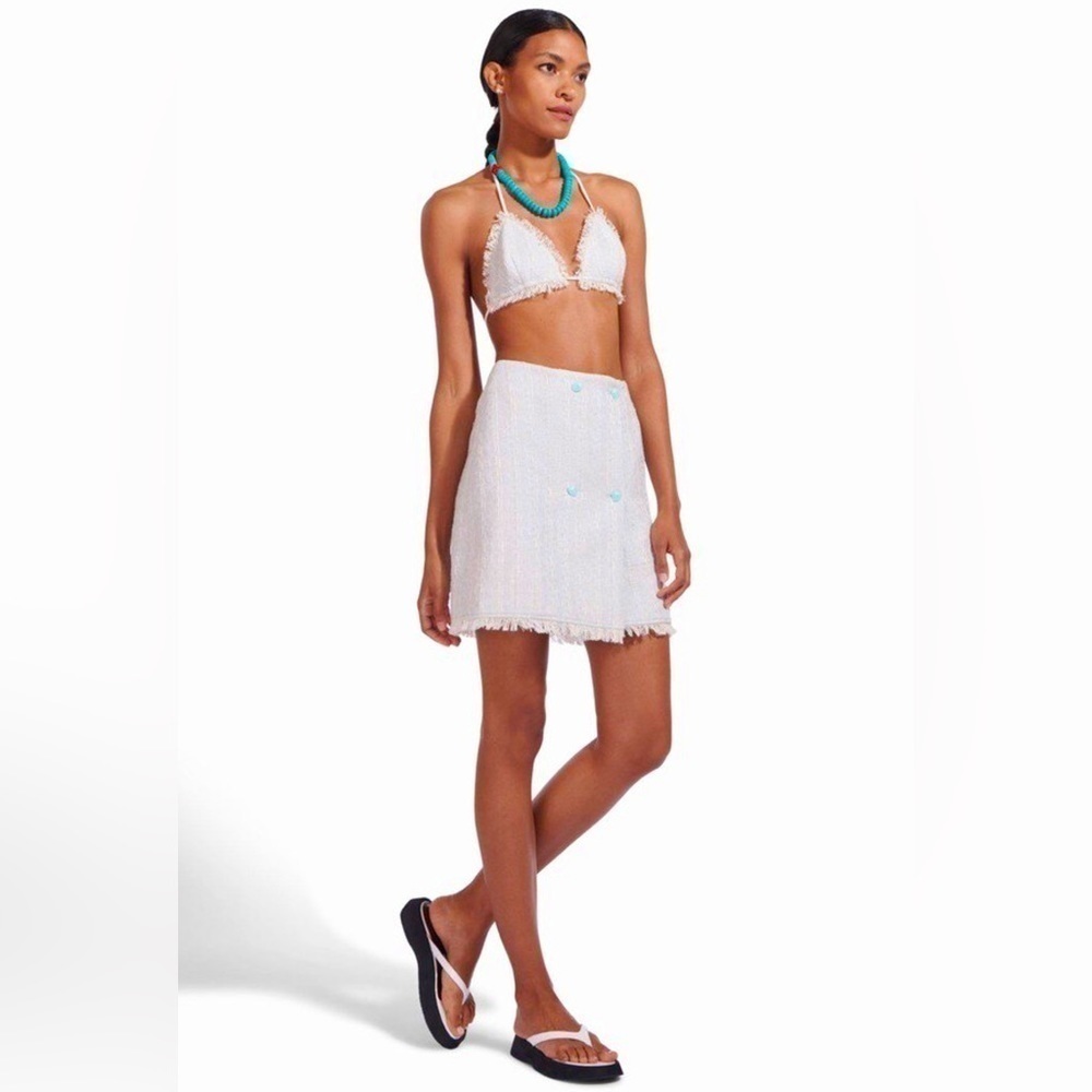 STAUD Fortuna Skirt Fog Gray White 12